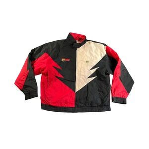 Vintage NAPA Racing Filters Windbreaker Jacket Mens XL Black Red Colorblock Zip